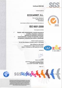 Ecocarret - Empresa certificada ISO 9001 Alquiler, venta y mantenimiento de carretillas elevadoras